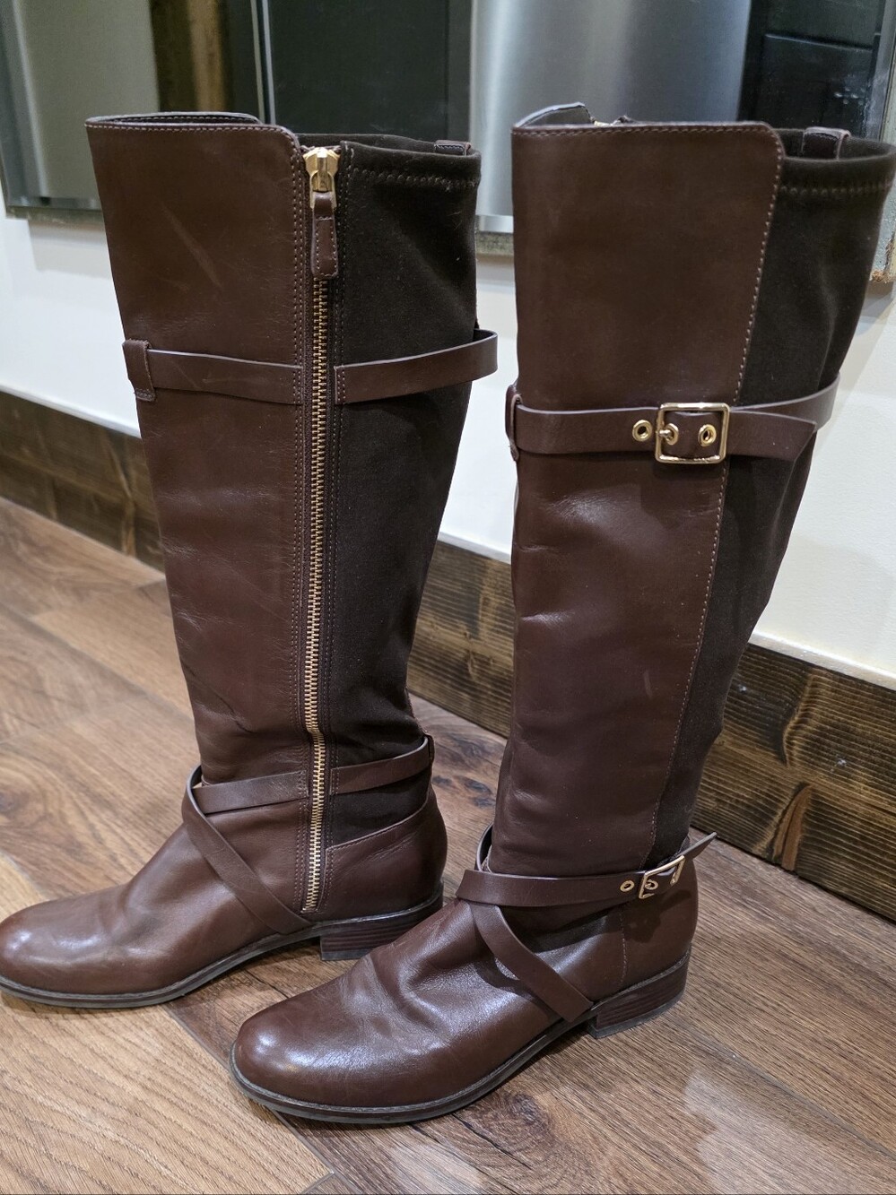 Cole Haan Grand OS Tall Brown Leather Riding Boots - Picture 3 of 7